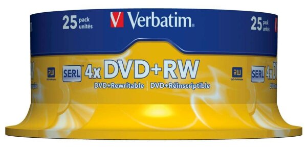 verbatim DVD+RW 4,7 GB wiederbeschreibbar, 25 St.