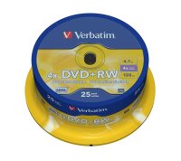 verbatim DVD+RW 4,7 GB wiederbeschreibbar, 25 St.