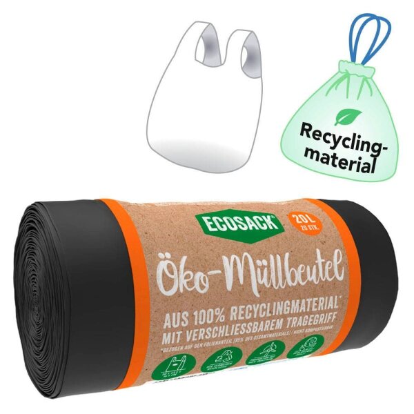 ECOSACK® Müllbeutel 20,0 l schwarz 20 µm, 20 St.