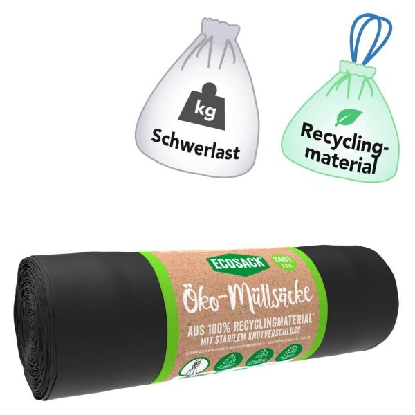 ECOSACK® Schwerlastsäcke 240,0 l schwarz 60 µm, 6 St.