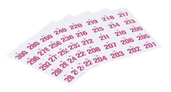 WOLF & APPENZELLER Klebenummern Zahlen, magenta 20,0 x 24,0 mm, 100 Etiketten