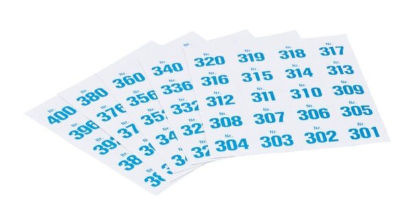 WOLF & APPENZELLER Klebenummern Zahlen, blau 20,0 x 24,0 mm, 100 Etiketten