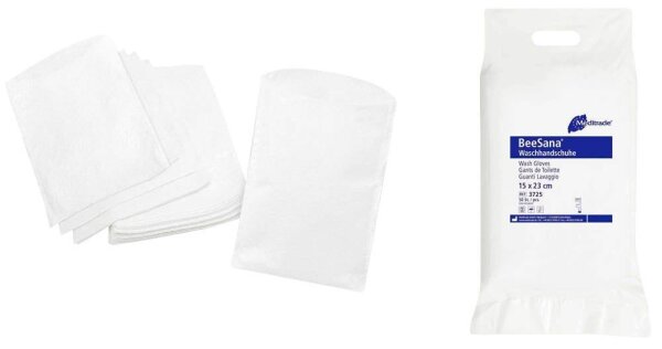 Meditrade® unisex Einmalwaschlappen BeeSana® weiß, 50 St.