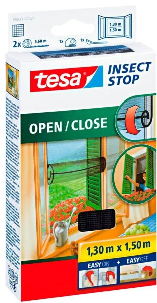 tesa Fliegengitter INSECT STOP OPEN/CLOSE anthrazit 1,3 x 1,5 m