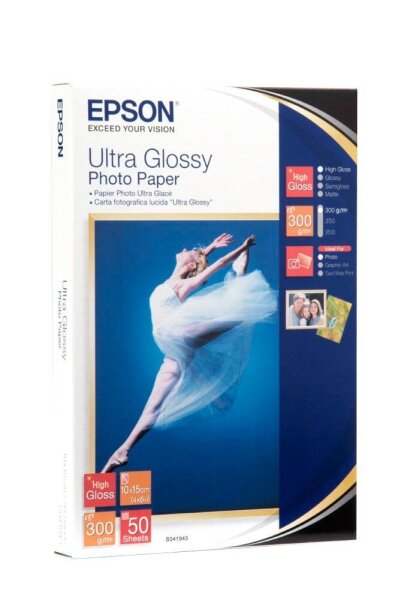 EPSON Fotopapier S041943 10,0 x 15,0 cm hochglänzend 300 g/qm 50 Blatt