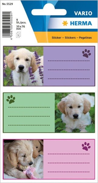 HERMA Schuletiketten 5529 Hunde, 9 Etiketten