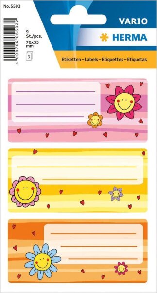 HERMA Schuletiketten 5593 Blume, 9 Etiketten