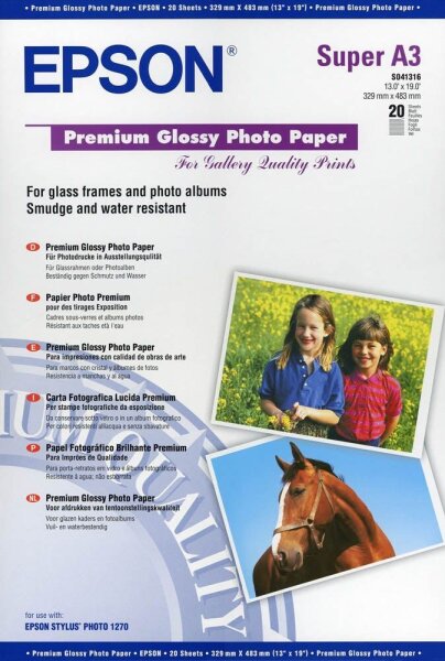 EPSON Fotopapier S041316 DIN A3+ hochglänzend 250 g/qm 20 Blatt