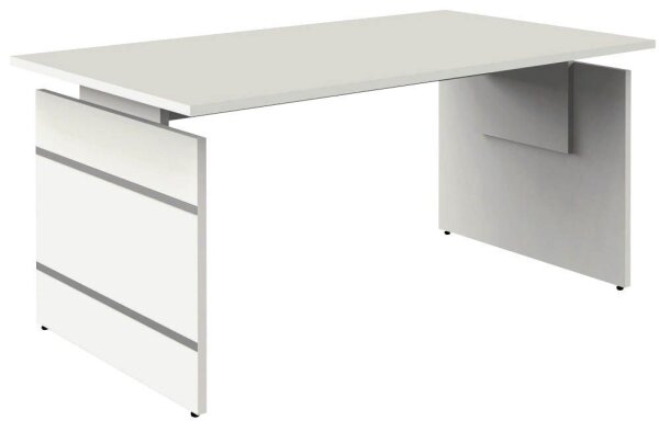 Kerkmann höhenverstellbarer Schreibtisch weiß rechteckig, Wangen-Gestell weiß 160,0 x 80,0 cm