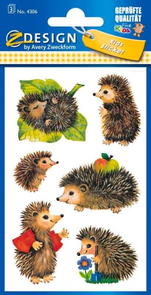 AVERY Zweckform Aufkleber 4306 Igel, 18 Etiketten