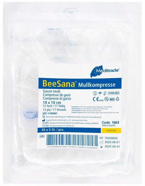 Meditrade® Mull-Kompressen BeeSana® 1063 weiß 10,0 x 10,0 cm, 150 St.