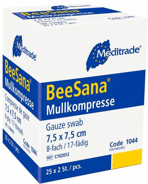 Meditrade® Mull-Kompressen BeeSana® 1044 weiß 7,5 x 7,5 cm, 50 St.
