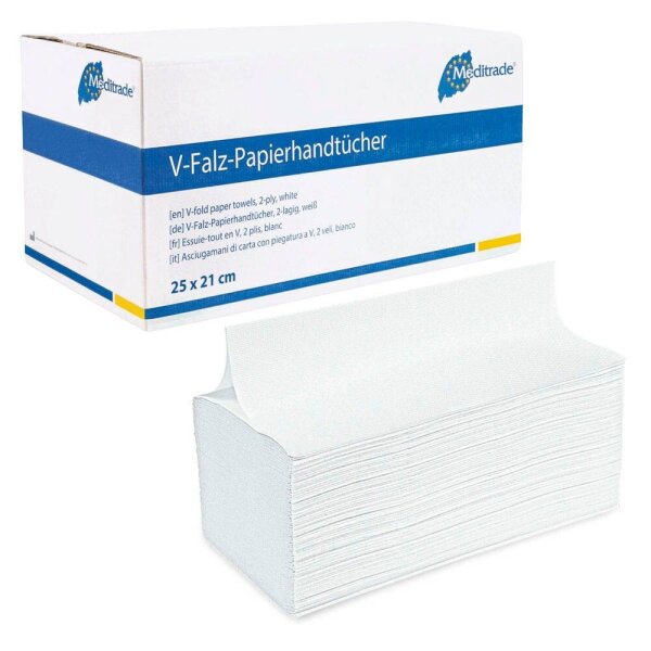 Meditrade® Papierhandtücher 6721 Zick-Zack-Falzung 2-lagig weiß, 3.150 St.