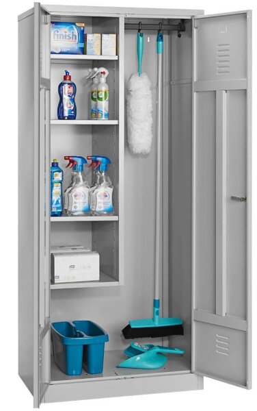 Gürkan Putzmittelschrank 104527 lichtgrau 4 Fachböden 80,0 x 50,0 x 180,0 cm, aufgebaut, 1 St.