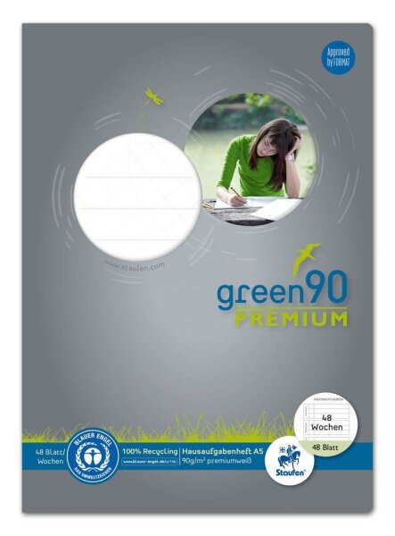 Staufen® Hausaufgabenheft green Lineatur SL liniert DIN A5 ohne Rand, 48 Blatt, 1 St.
