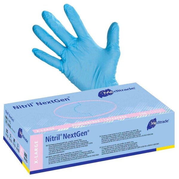 Meditrade® unisex Einmalhandschuhe Nitril® NextGen® blau Größe XL, 100 St.