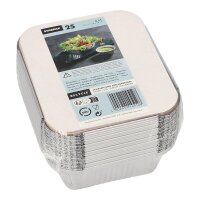 STARPAK Aluschalen mit Deckel silber 500 ml, 25 St.