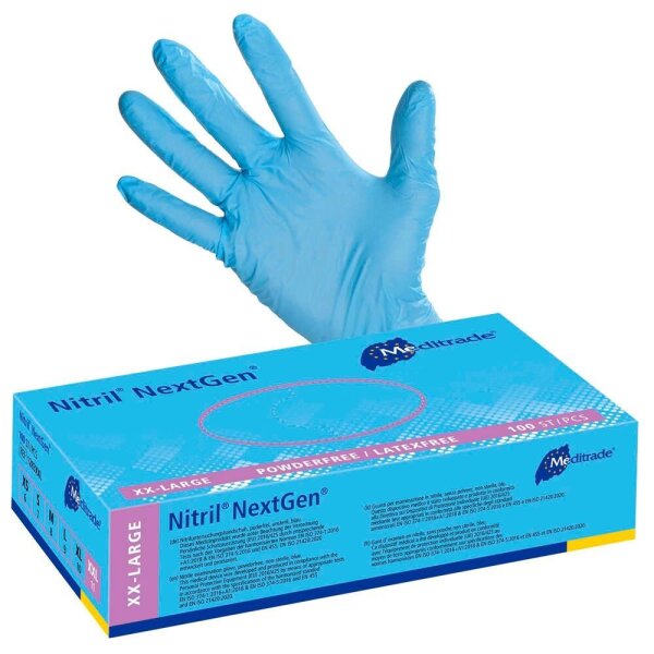 Meditrade® unisex Einmalhandschuhe Nitril® NextGen® blau Größe 2XL, 100 St.