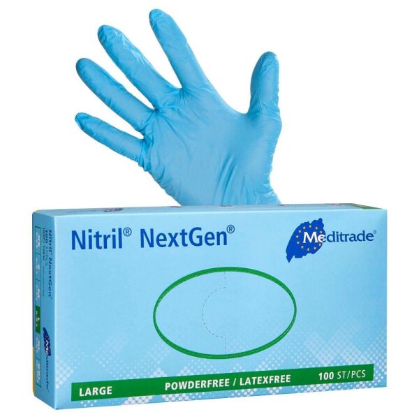 Meditrade® unisex Einmalhandschuhe Nitril® NextGen® blau Größe L, 100 St.