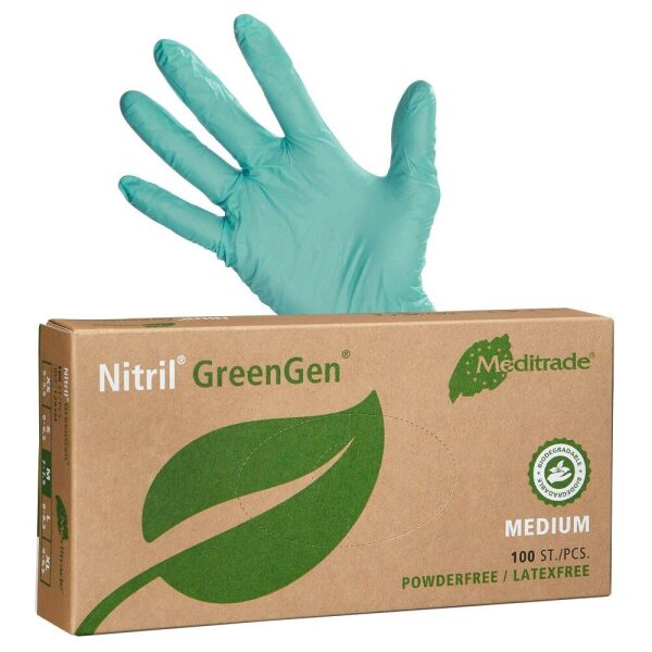 Meditrade® unisex Einmalhandschuhe Nitril® GreenGen® grün Größe M, 100 St.