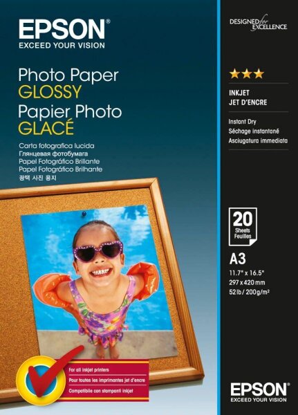 EPSON Fotopapier S042536 DIN A3 glänzend 200 g/qm 20 Blatt