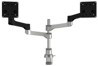 r-go Monitor-Halterung Zepher 4 C2 Twin silber, schwarz für 2 Monitore, Tischklemme, Tischbohrung