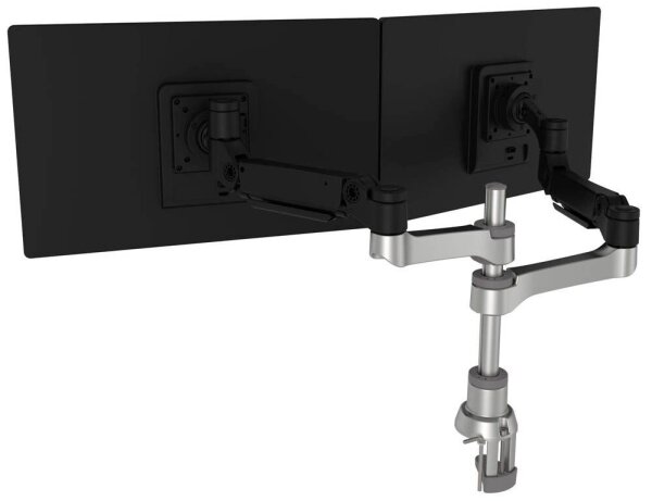 r-go Monitor-Halterung Caparo 4 D2 Twin silber, schwarz für 2 Monitore, Tischkle  ( RGOVLCA4TWSI )