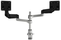r-go Monitor-Halterung Caparo 4 D2 Twin silber, schwarz für 2 Monitore, Tischkle  ( RGOVLCA4TWSI )