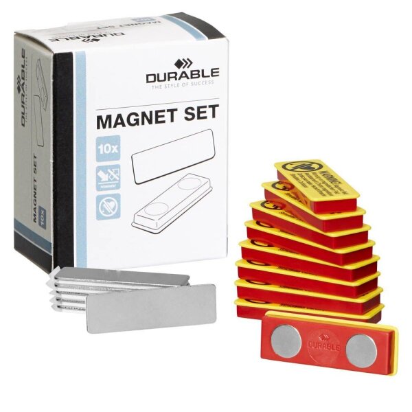 DURABLE Selbstklebende Magnete 891700, Magnet, rot/gelb, 10 St.
