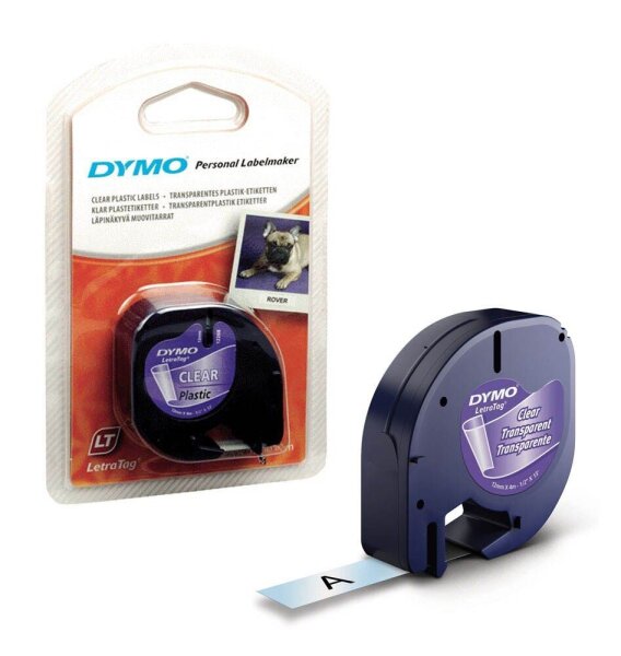 DYMO Schriftband LetraTag 16951 S0721530, 12 mm, schwarz auf transparent, 1 St.