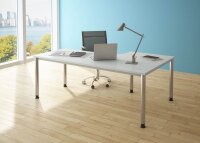 HAMMERBACHER HS19 höhenverstellbarer Schreibtisch lichtgrau rechteckig, 4-Fuß-Gestell silber 180,0 x 80,0 cm