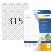 HERMA Etiketten 4385 weiß 10,0 x 10,0 mm, 25 Blatt