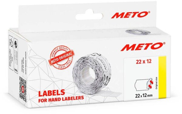 METO Preisetiketten weiß permanent 22,0 x 12,0 mm, 6 Rollen