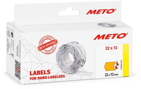 METO Preisetiketten leuchtorange permanent 22,0 x 12,0 mm, 6 Rollen