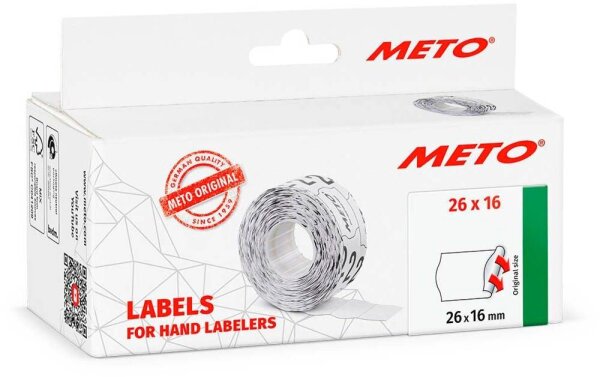 METO Preisetiketten weiß permanent 26,0 x 16,0 mm, 6 Rollen
