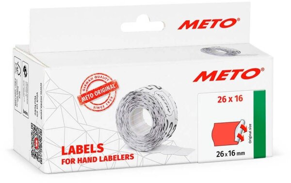 METO Preisetiketten leuchtrot permanent 26,0 x 16,0 mm, 6 Rollen