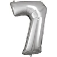 amscan® Folienballon Zahl 7 silber, 1 St.