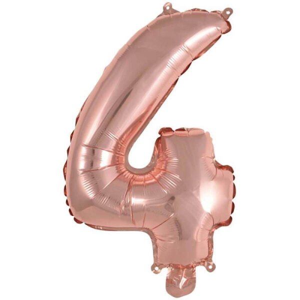 amscan® Folienballon Mini, Zahl 4 rosé, 1 St.