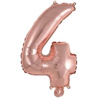 amscan® Folienballon Mini, Zahl 4 rosé, 1 St.