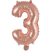 amscan® Folienballon Mini, Zahl 3 rosé, 1 St.