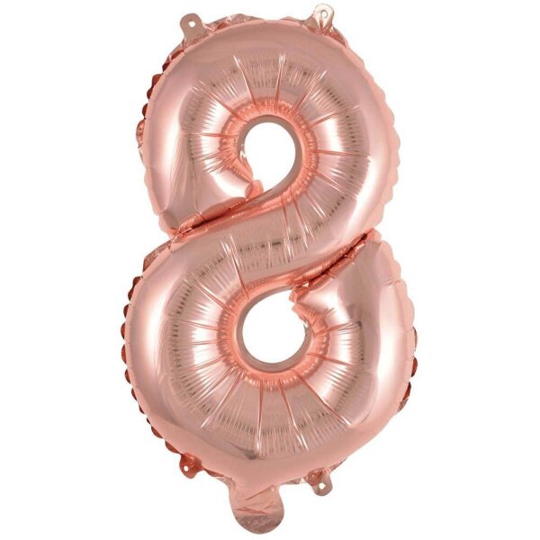 amscan® Folienballon Mini, Zahl 8 rosé, 1 St.