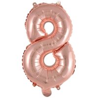 amscan® Folienballon Mini, Zahl 8 rosé, 1 St.