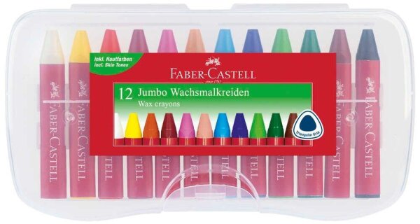 FABER-CASTELL Jumbo Wachsmalstifte farbsortiert, 12 St.