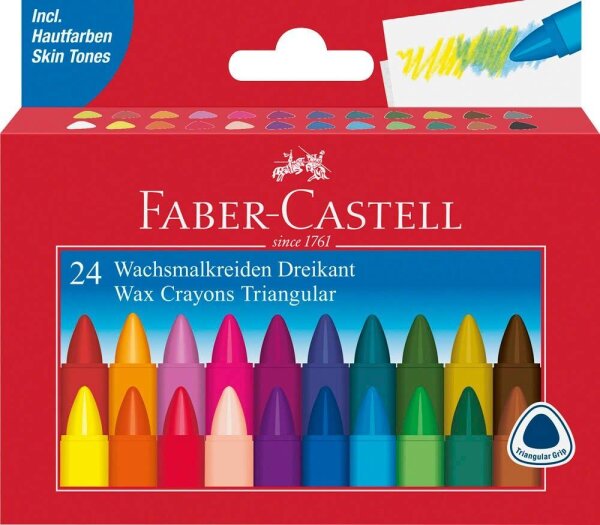 FABER-CASTELL Triangular Wachsmalstifte farbsortiert, 24 St.