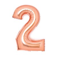 amscan® Folienballon Medium, Zahl 2 rosé, 1 St.