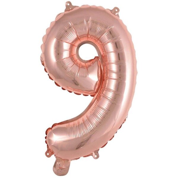 amscan® Folienballon Mini, Zahl 9 rosé, 1 St.