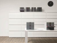 DURABLE Schubladenbox VARICOLOR®  dunkelgrau mit bunten Farblinien 760427, DIN A4 mit 4 Schubladen, 1 St.