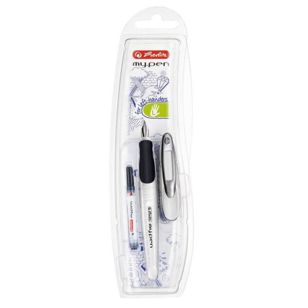herlitz my.pen Patronenfüller weiß/schwarz L (Linkshänderfeder), 1 St.