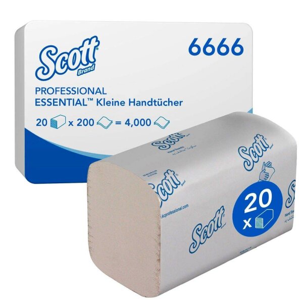 Scott® Papierhandtücher 6666 Essential Interfold-Falzung 2-lagig weiß, 4.000 Tücher