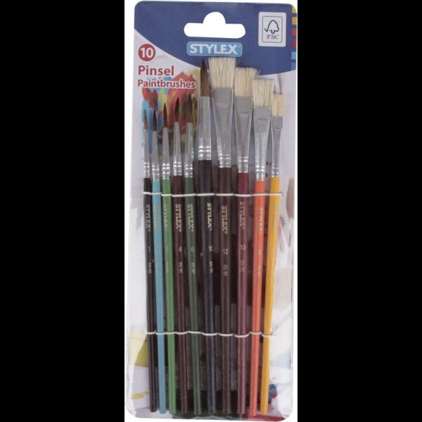 TOPPOINT Pinsel-Set Größe 1, 2, 3, 4, 6, 8, 10, 12, 10-teilig
